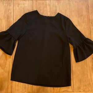 Boohoo Black Ruffle Sleeve Blouse